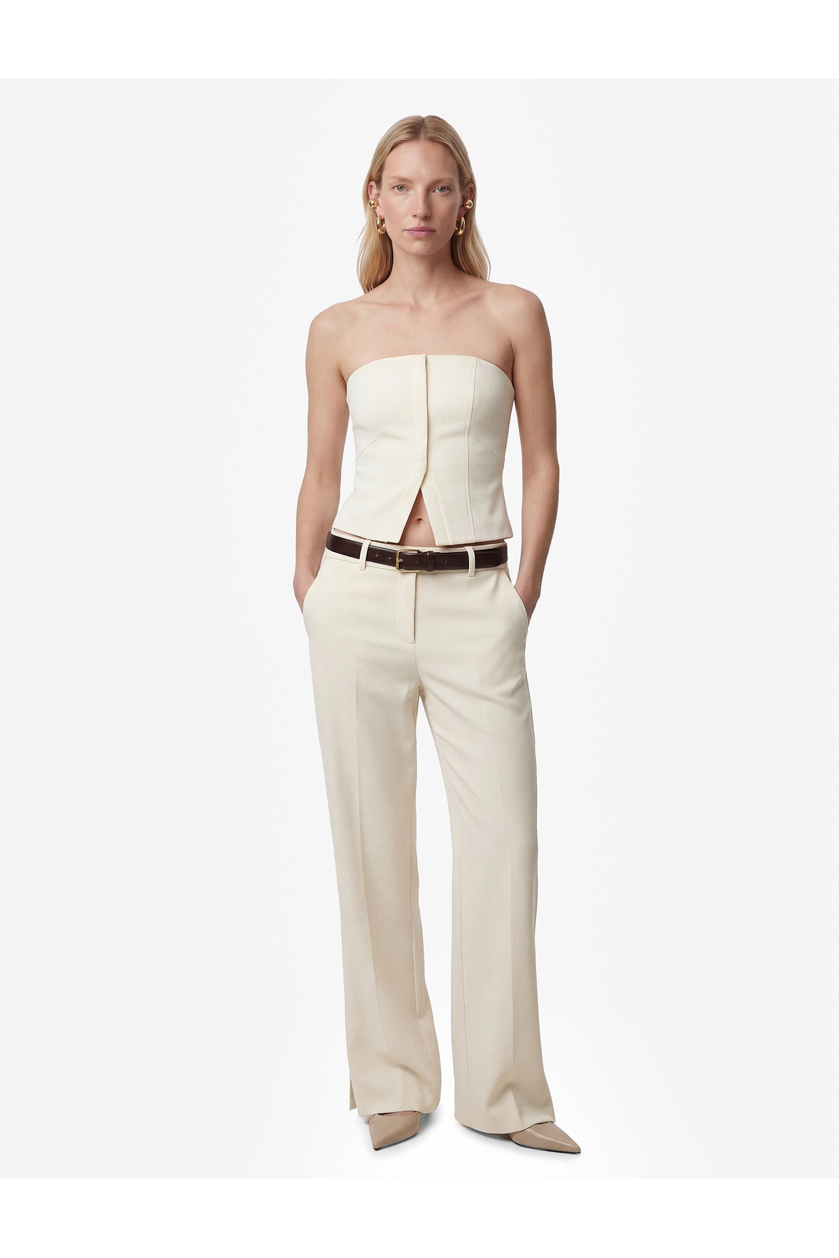 Koton Slim Fit Yırtmaç Detaylı Straplez Korse Büstiyer görsel 2