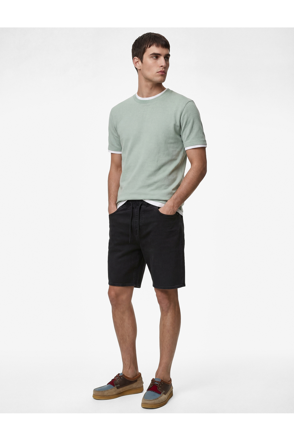 Koton Denim Bermuda Siyah Erkek Şort 6SAM40039ND görsel 2
