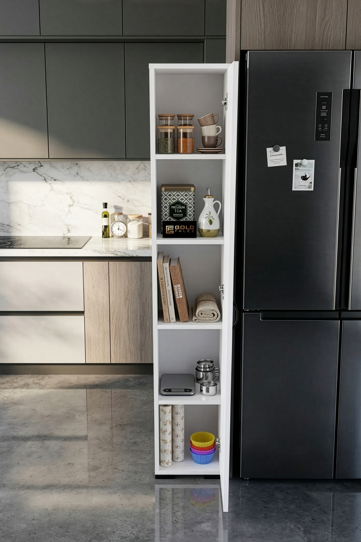 Goldfalez Çok Amaçlı Banyo Dolabı Beyaz 30 cm