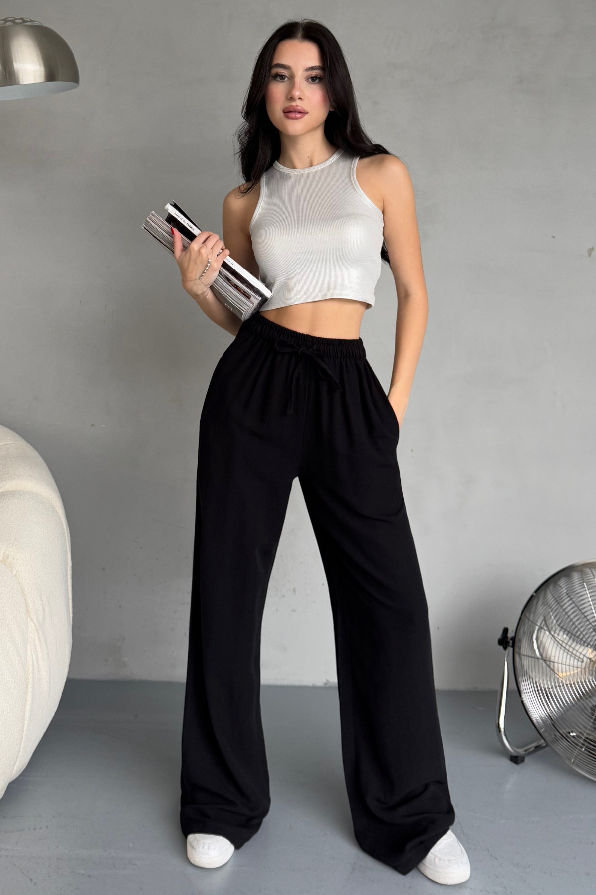 Women's High Waist Wide Cut Loose Linen Blend Pants