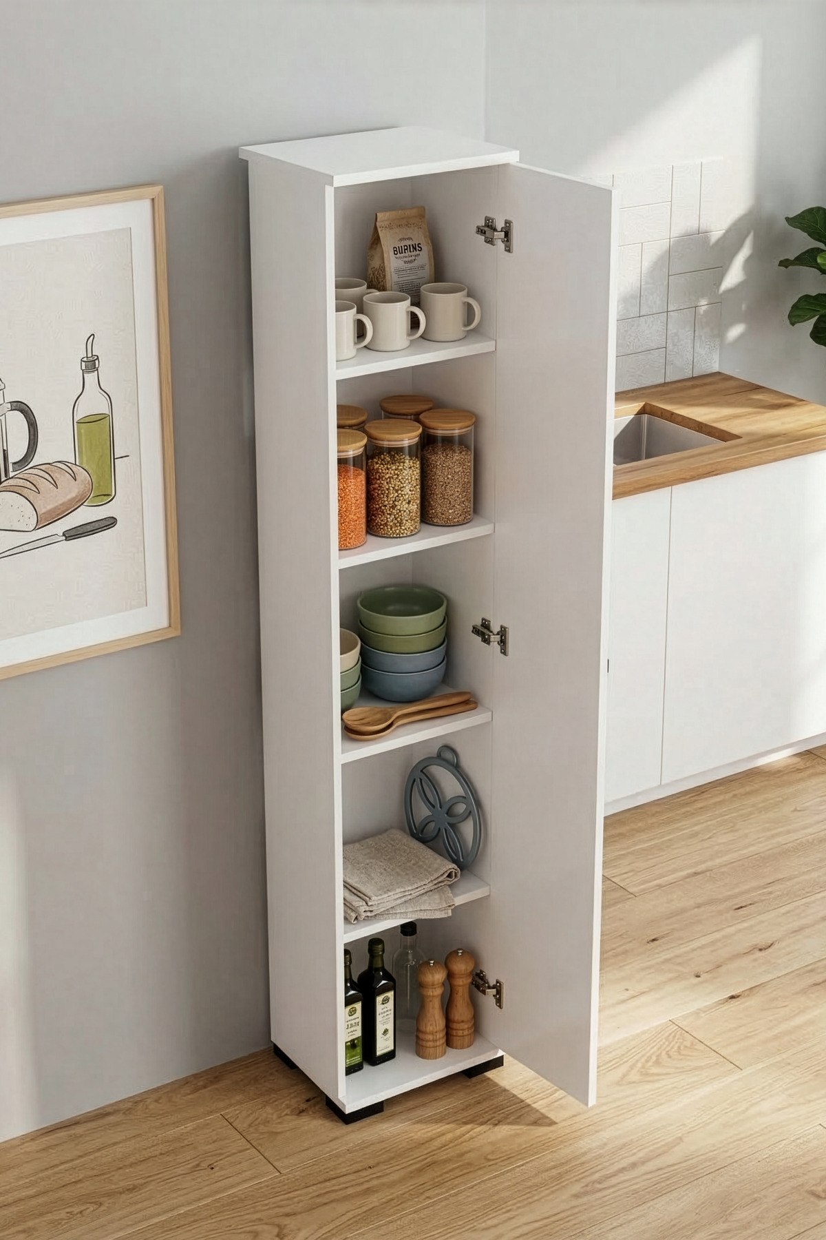 Goldfalez Çok Amaçlı Kiler Dolabı Beyaz 30 cm
