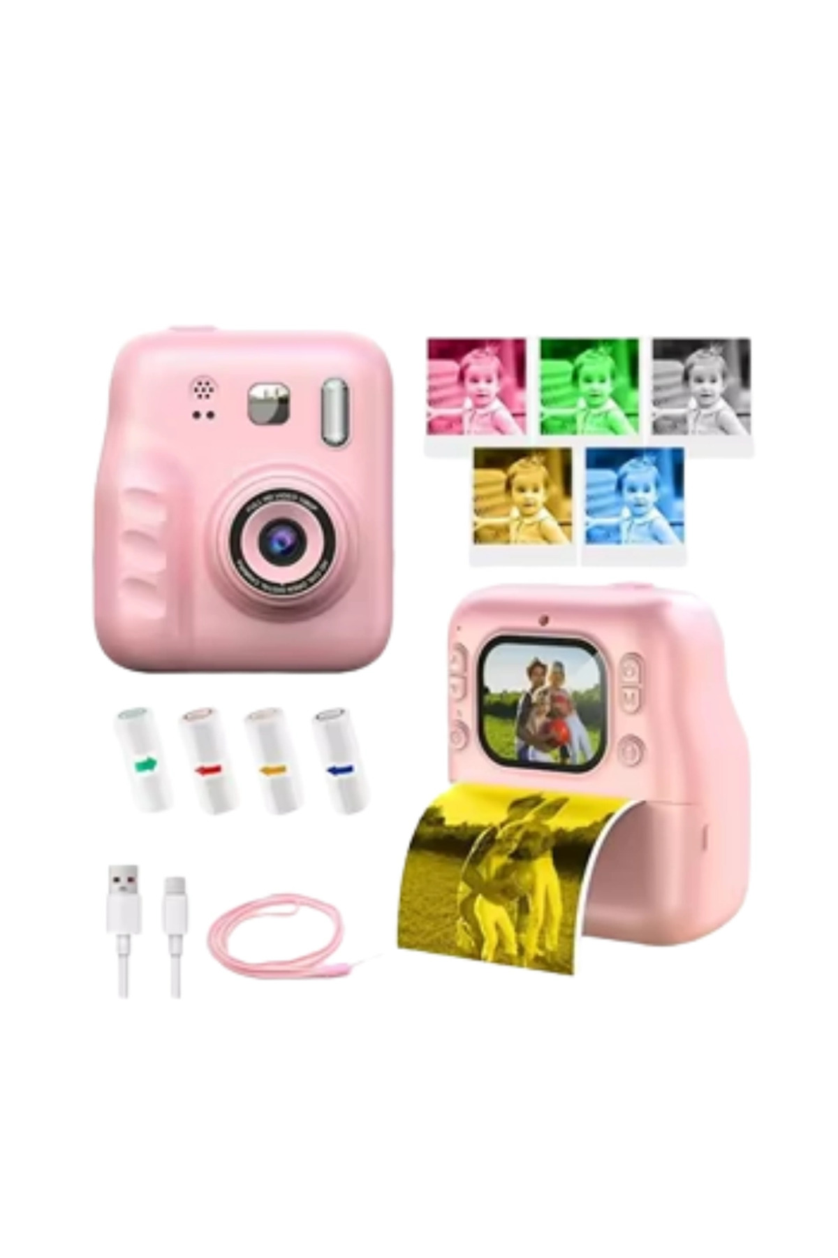 Epilons Eğitici Çocuk Kamerası Anında Baskı 4 Rulo Kağıt Ve 5 Kalem Set Hediyeli fotoğrafı 3 (önizleme)