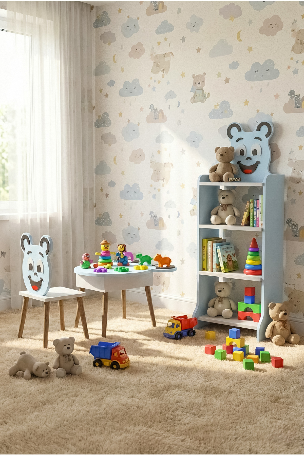 Goldfalez Happy Face Çocuk Mobilya Seti Çok Renkli