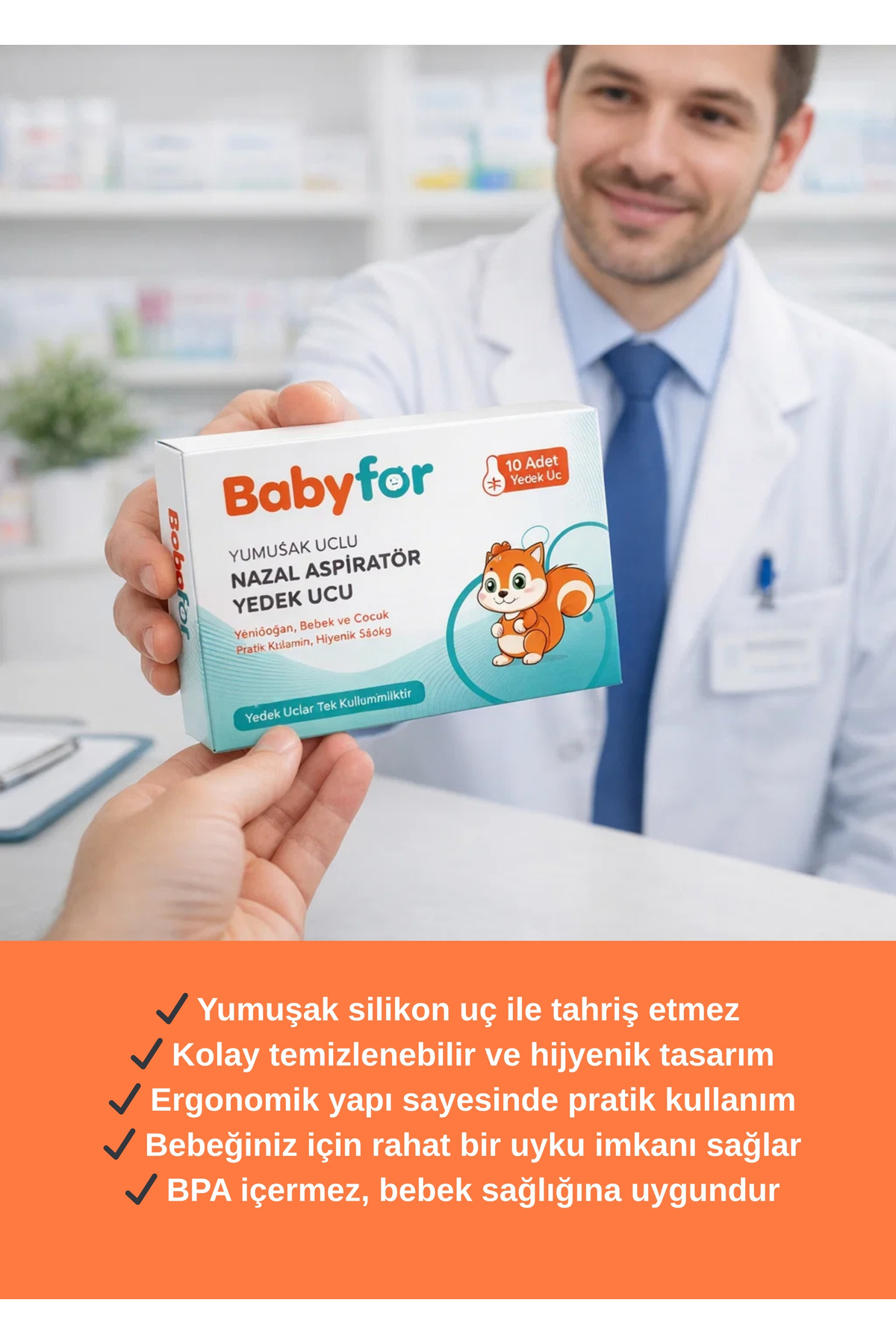 BABYFOR Bebe Burun Aspiratör Yedek Ucu 10 Adet - Tüm Markalar ile Uyumlu fotoğrafı 4 (önizleme)