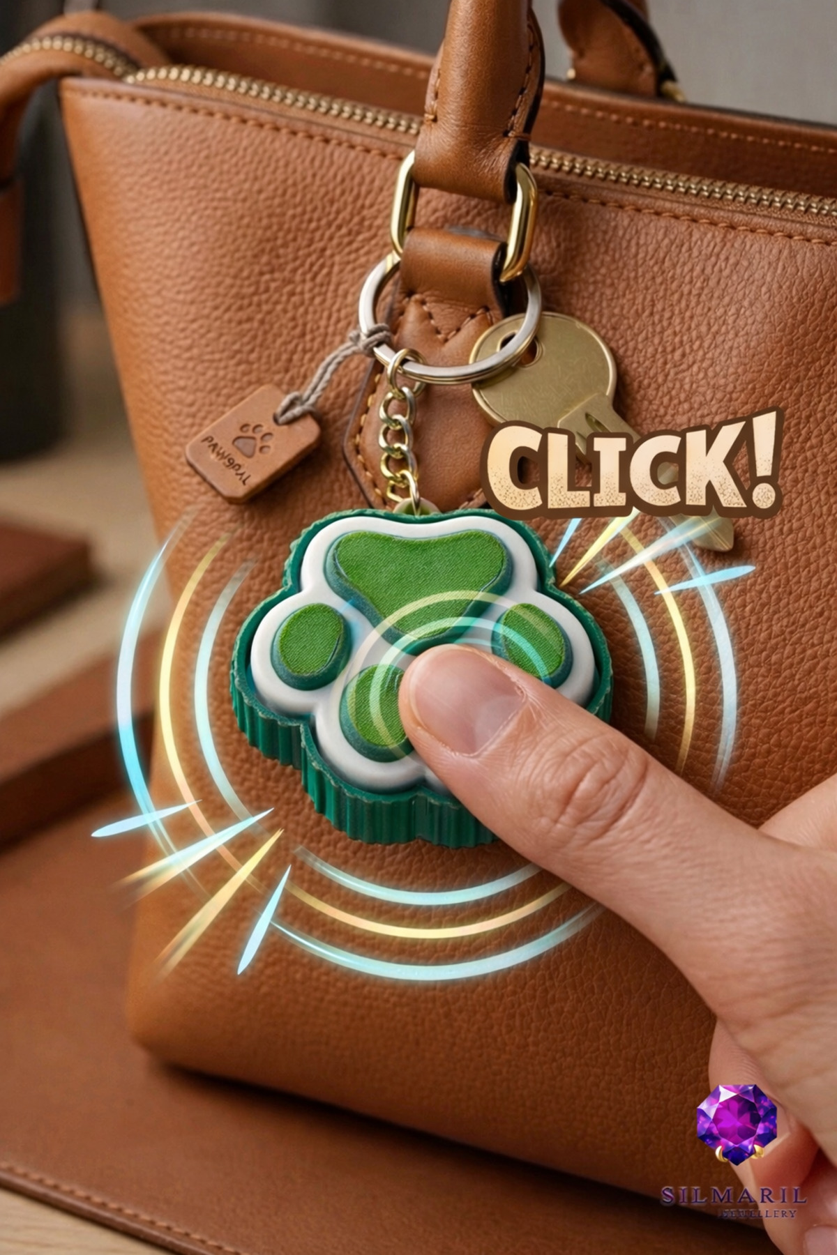 Kedi Patisi Click Anahtarlık Blue Switch Fidget Stres | Sevimli Hediyelik & Çanta Süsü (Yeşil-Mavi) — Silmaril Store — Anahtarlık (4)