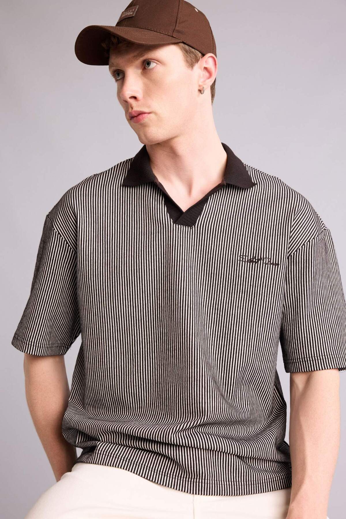 Defacto Textured Boxy Fit Polo T-Shirt F8351Ax26Sm- Trendyol