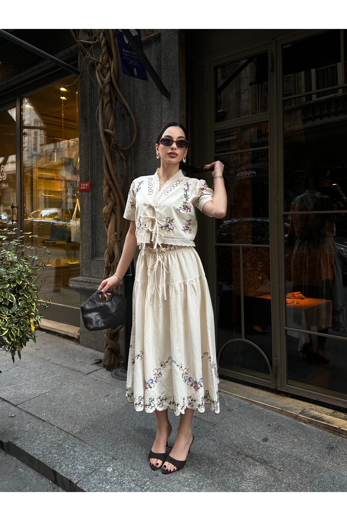 Imported Fabric Embroidered Bohemian Skirt Set