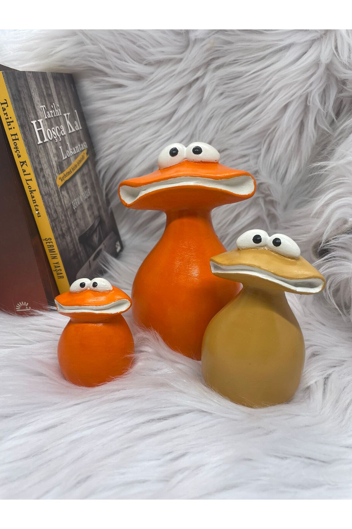 Handmade Frog Trinket Set 3-Piece – Decorative Object | Orange Tone Modern Design (17-11-7 cm)