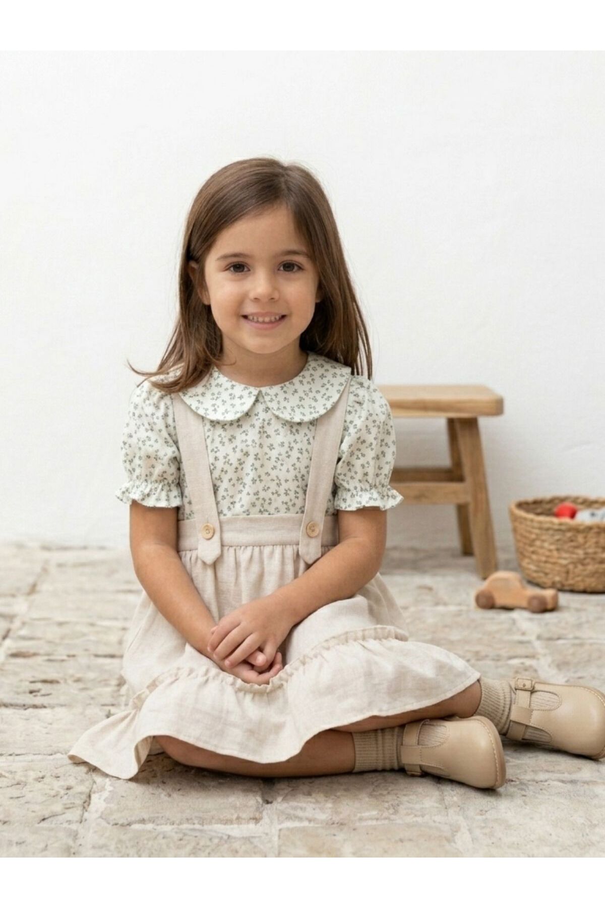 Cherrys Bebek Baskılı Salopet Kız Çocuk Elbi.se fotoğrafı 2 (önizleme)