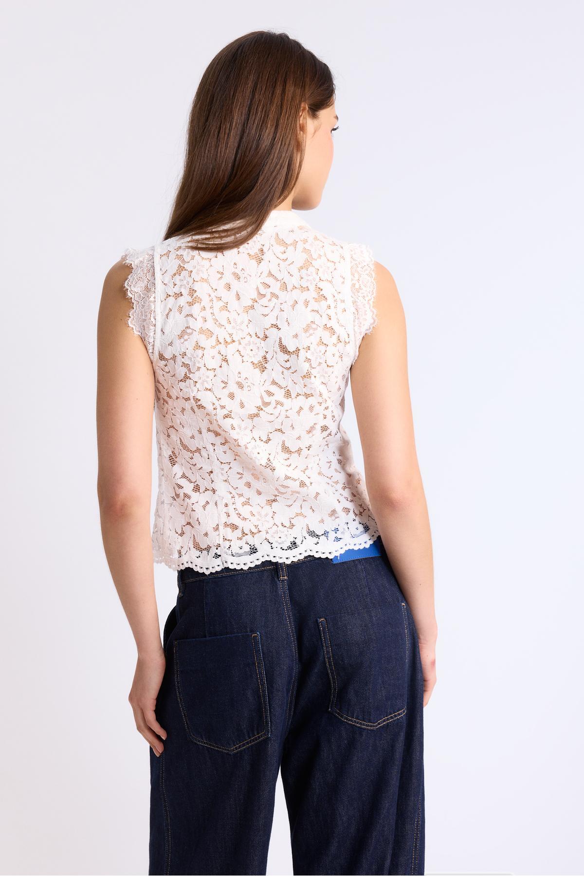 Stradivarius  Quipao dantel bluz - Görsel 5