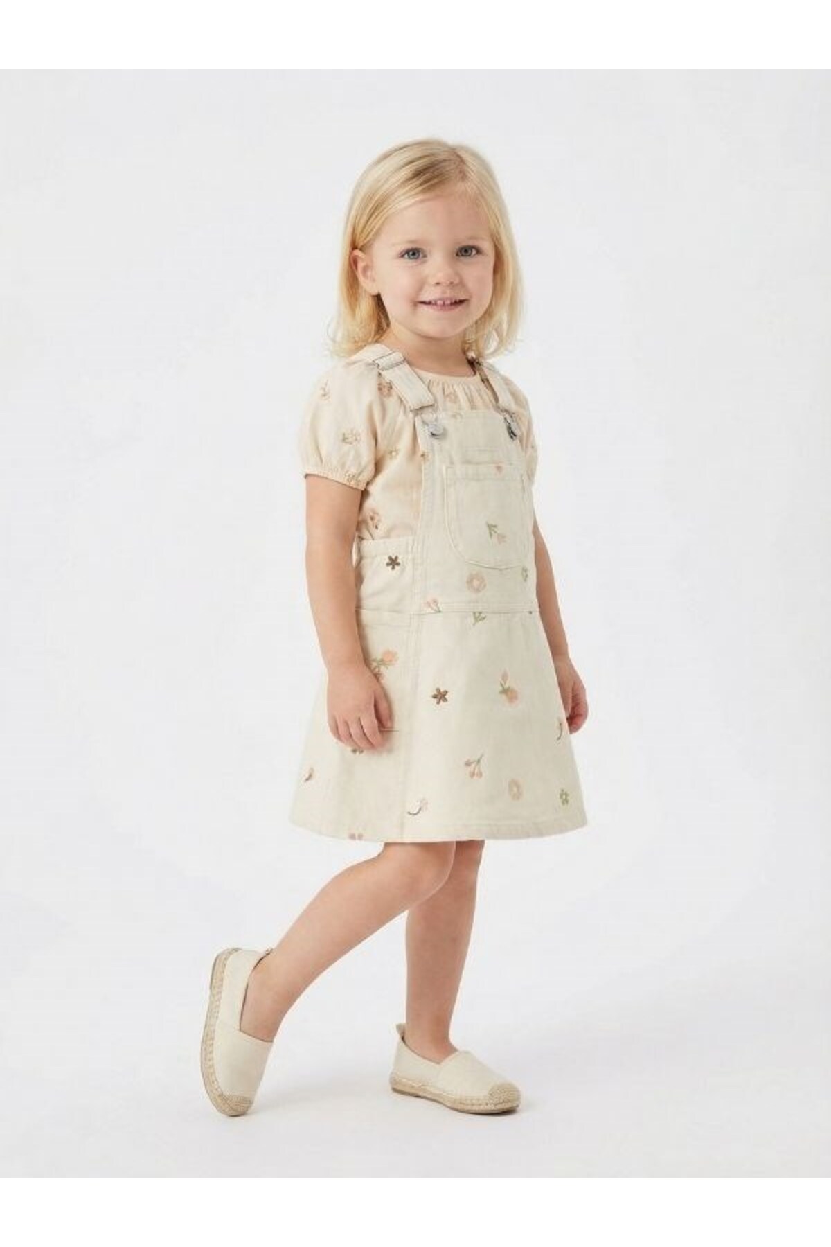 Zekids Kız Bebek Nakış Detaylı Şık Salopet Elbise fotoğrafı 3 (önizleme)