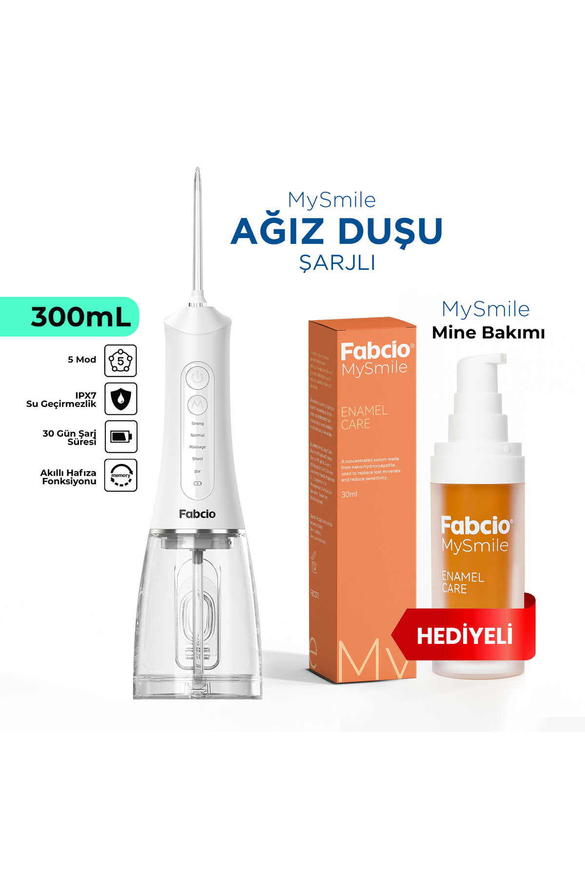 Fabcio MySmile 7 in 1 Smart Taşınabilir Ağız Duşu + Diş Mine Bakım Serumu Hediye - Fiyatı, Yorumları