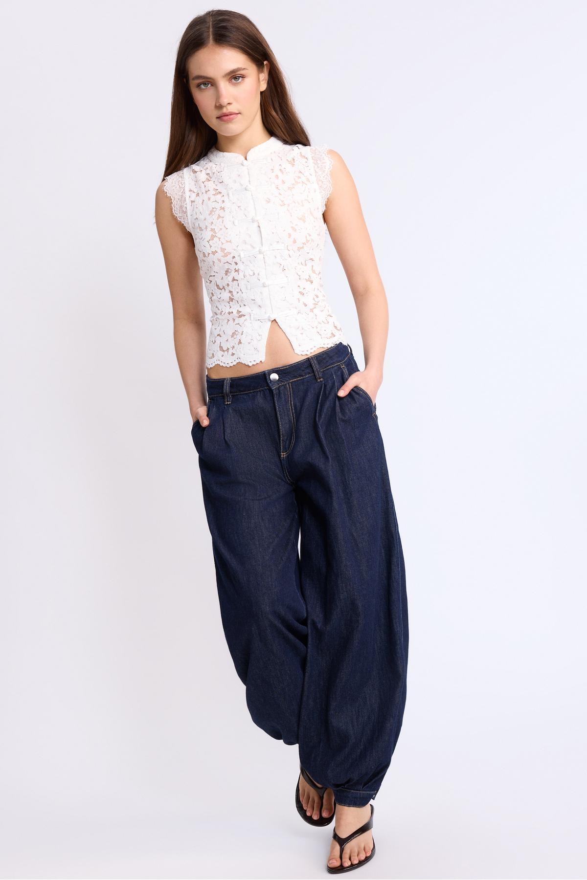 Stradivarius  Quipao dantel bluz - Görsel 3