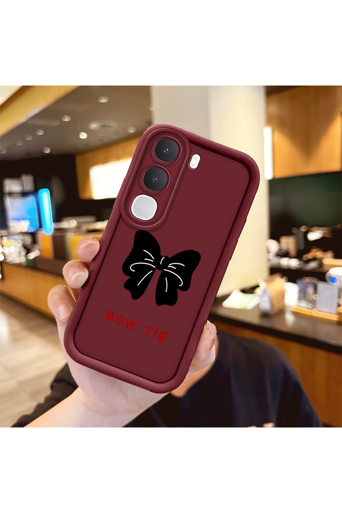 Vivo Y31 5G Compatible Shockproof Simple Claret Red Silicone Phone Case bow pattern