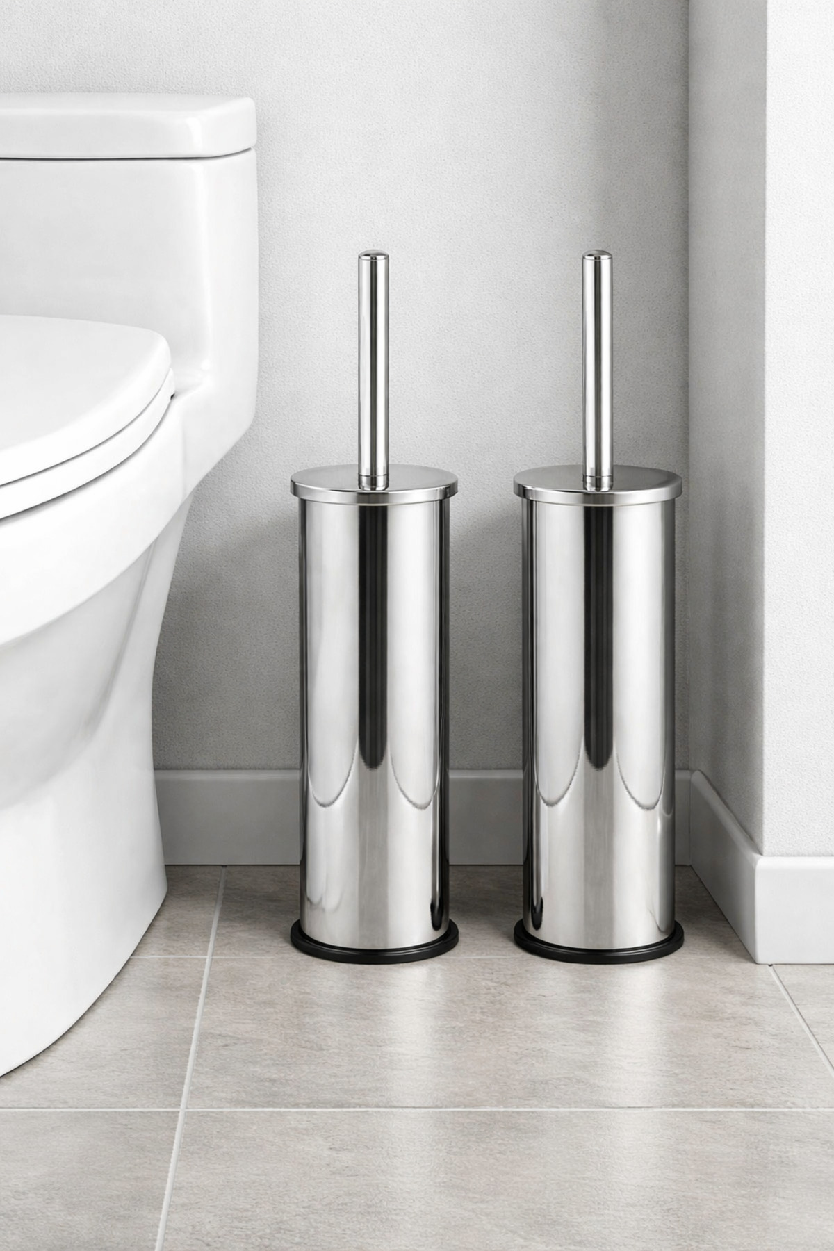 2Pcs Chrome Toilet Seat Brush Stainless