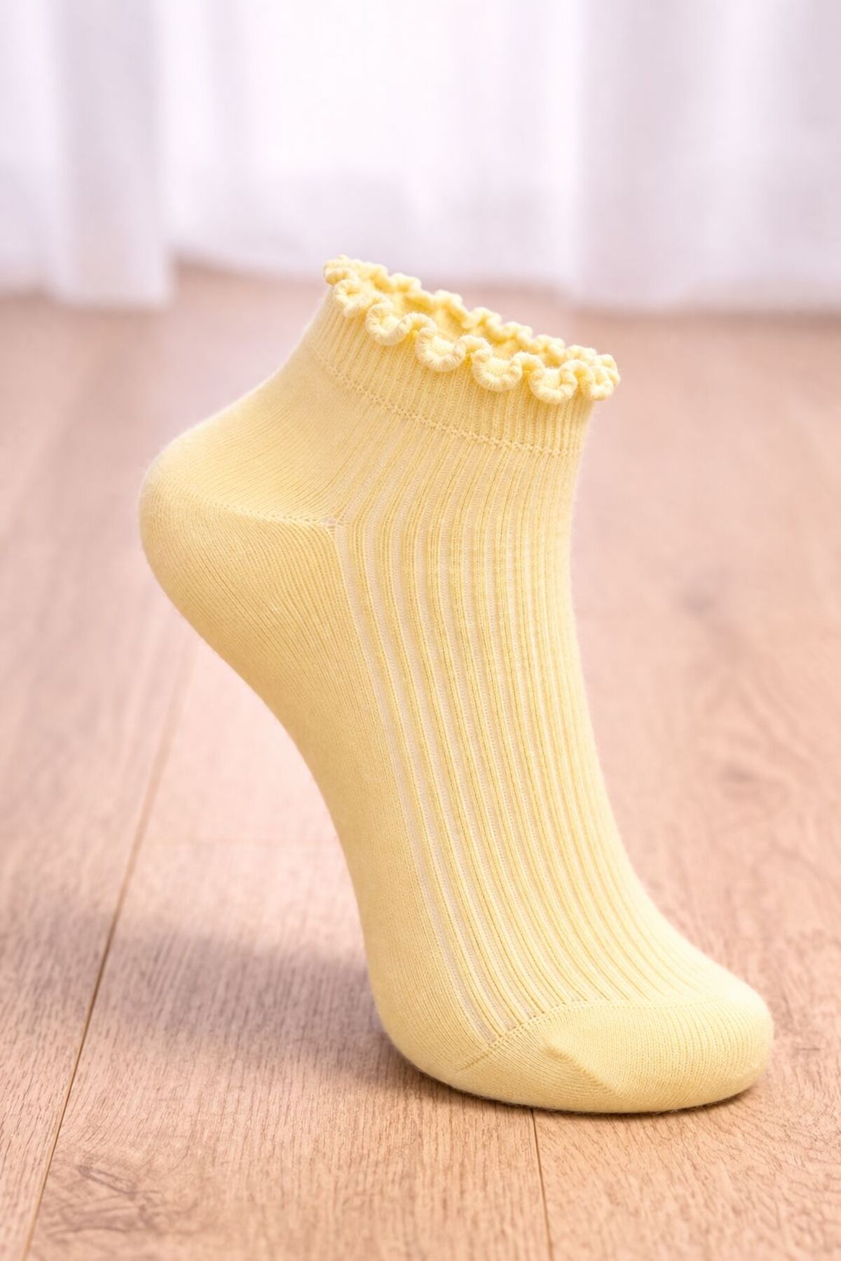 Sky Socks 5'li Penye Pamuklu Fırfırlı Soft Renkli Kokulu Patik Unisex Kısa Spor Sneakers Çorap görsel 4