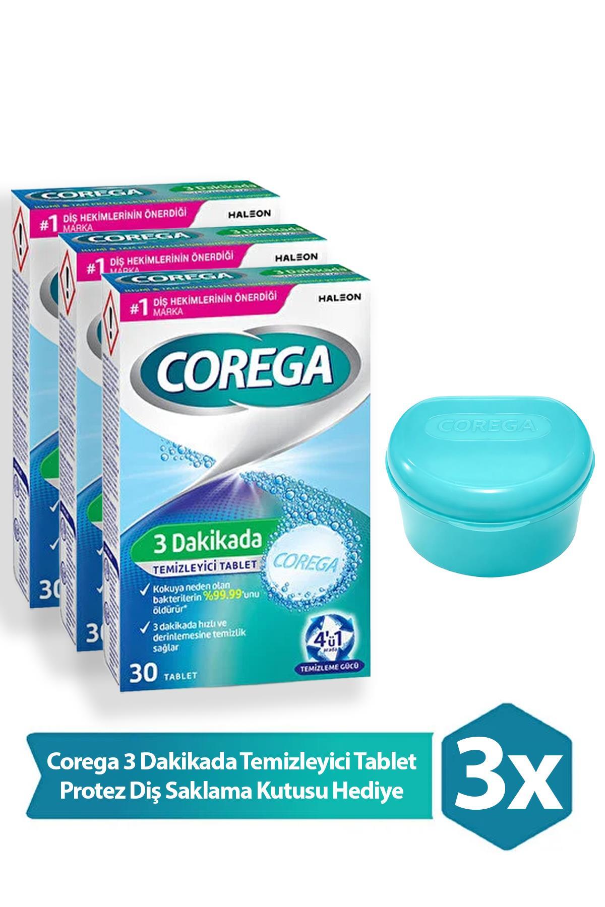Corega 3 Dakikada Temizleyici 30 Tablet 3 Adet + Protez Diş