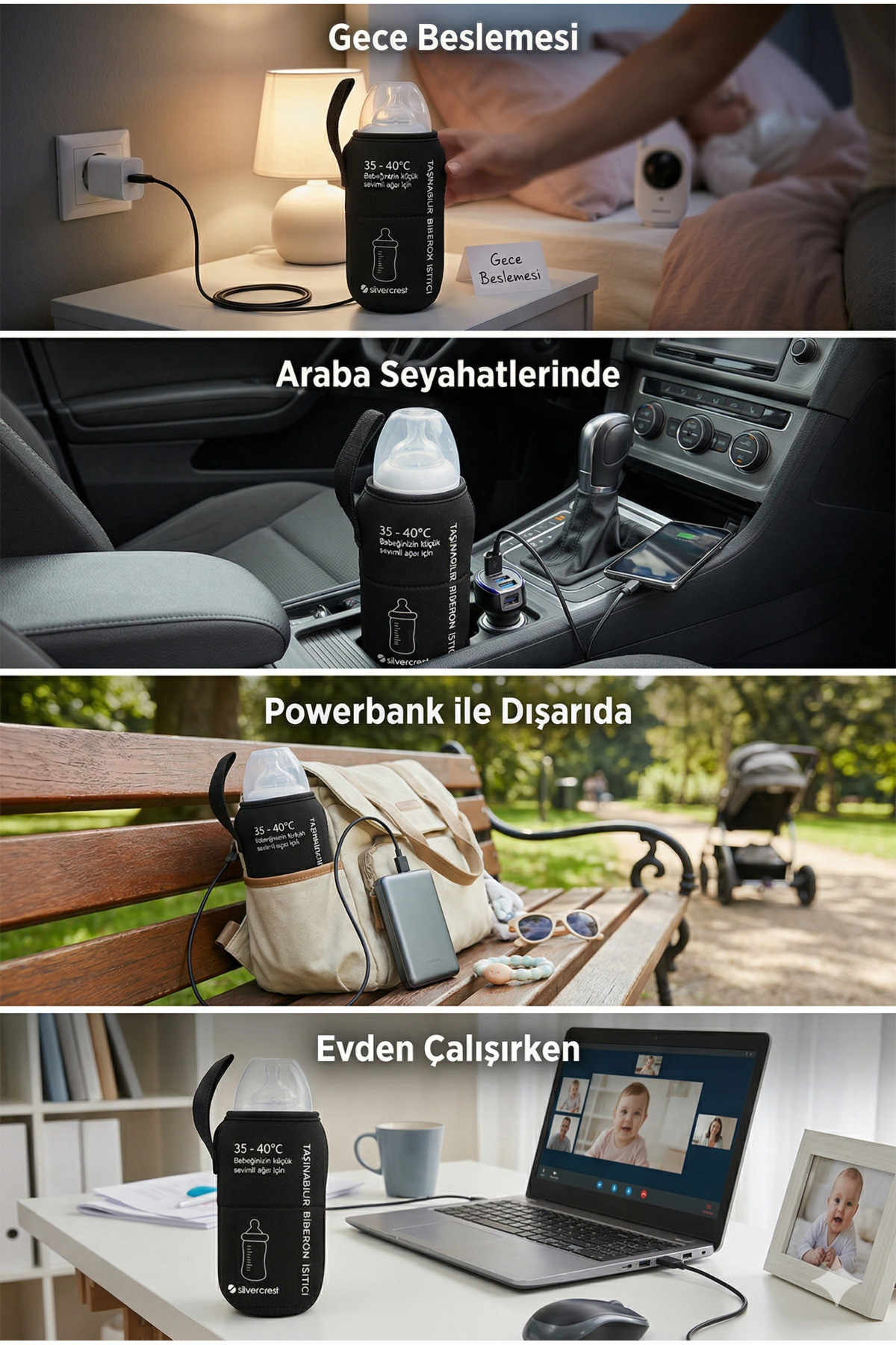 Silver Crest Biberon Isıtıcısı 40 Derece 350-500 Ml Uyumlu Usb Taşınabilir Cam Plastik Uyumlu fotoğrafı 5 (önizleme)