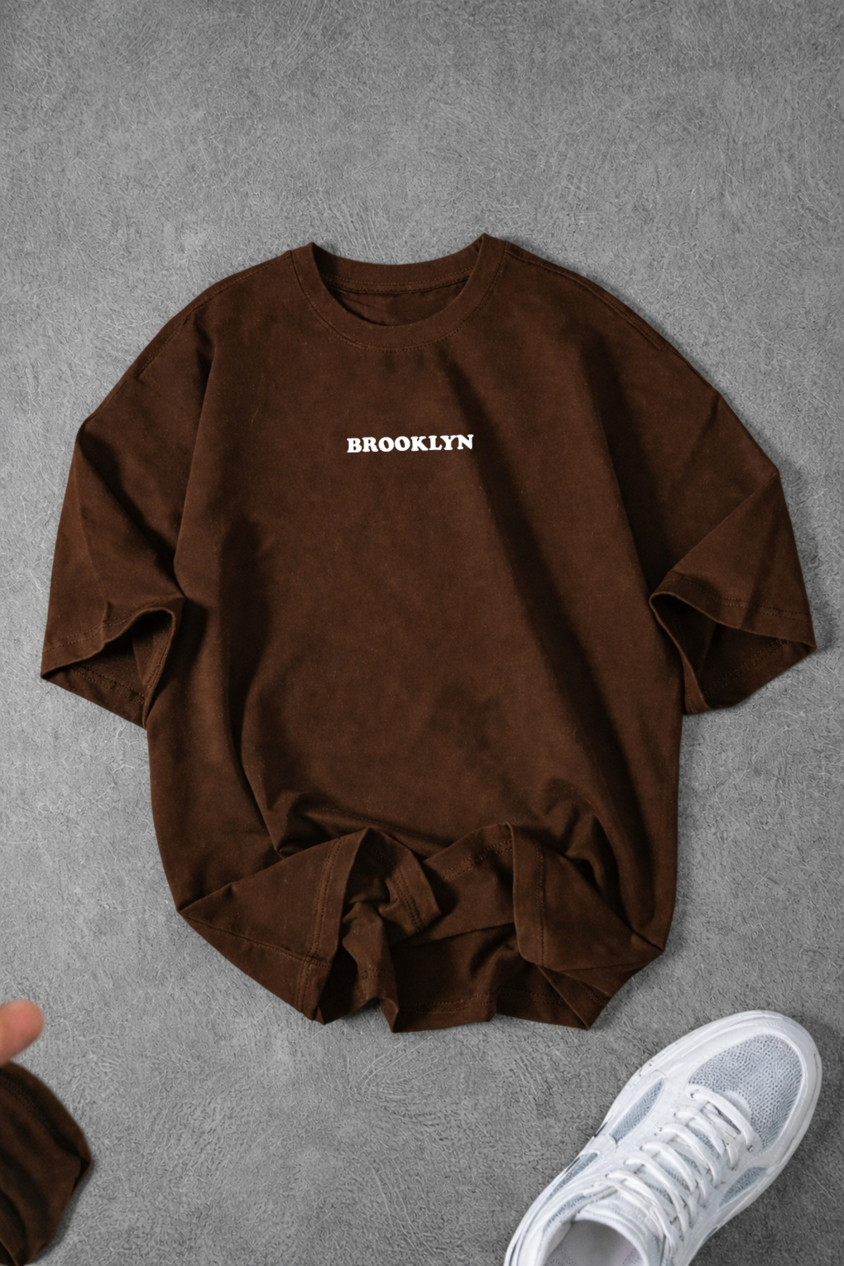 Revasser Unisex Erkek/Kadın BROO Özel Yazı Baskılı Oversize Bisiklet Yaka Penye T-Shirt
