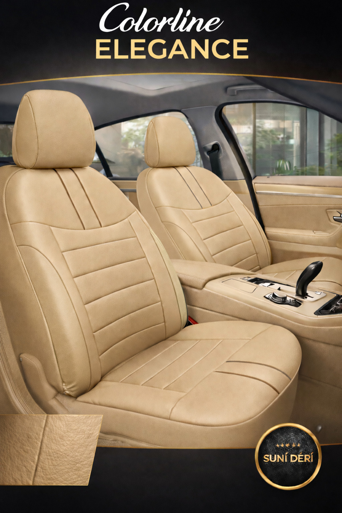 Suzuki Vitara 2015 ve Sonrası Uyumlu Colorline Elegance Deri Bej Koltuk Kılıfı — alternatif görsel