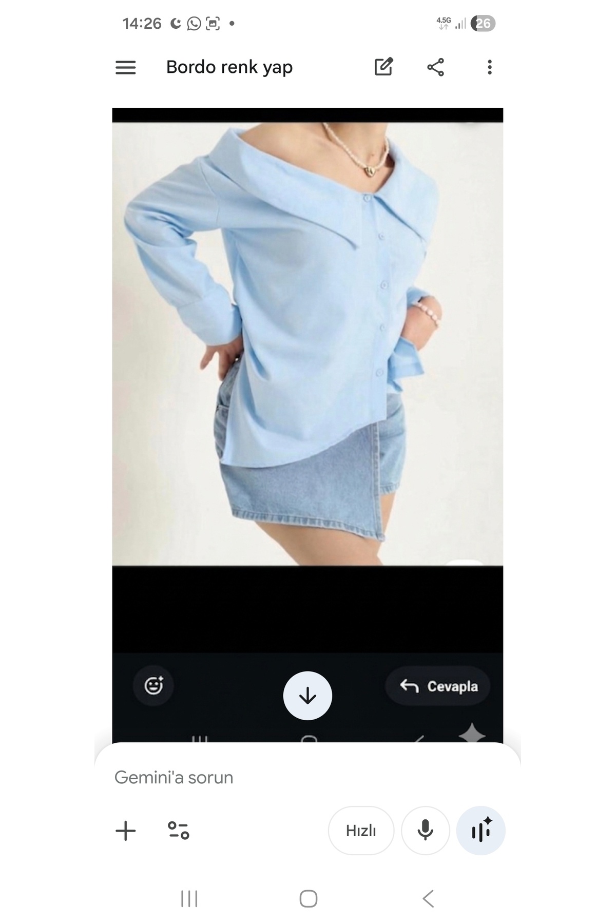 Azda  Gömlek,şal yaka kısa gömlek - Görsel 2