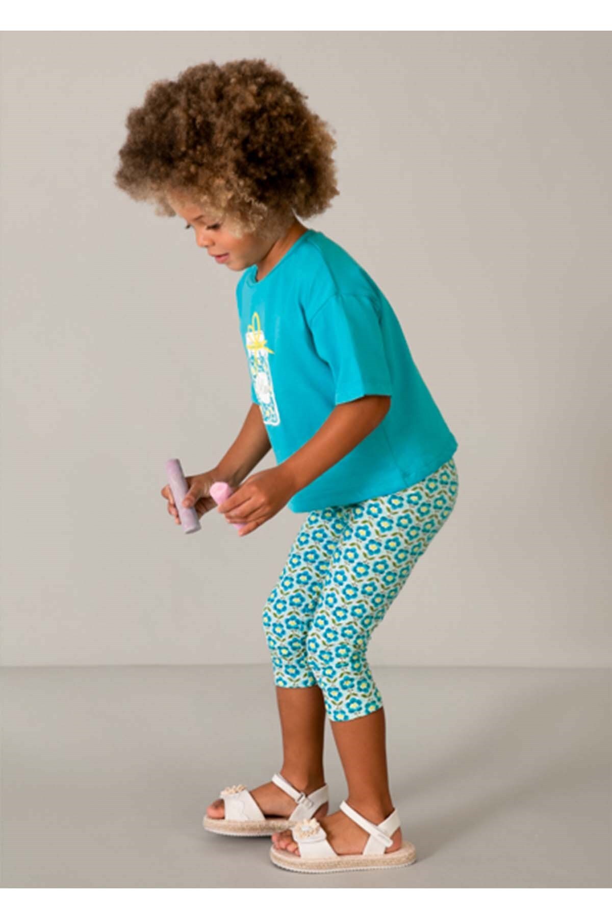 Mayoral Yazlık Kız Çocuk Kapri Boy Baskılı Tayt - Yeşil fotoğrafı 2 (önizleme)