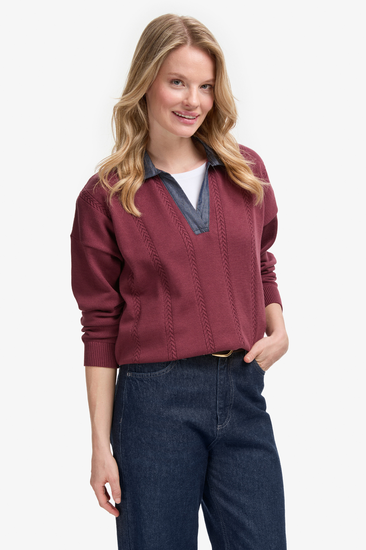 U.S. Polo Assn.  Kadın Bordo Kazak 50314661-VR177 - Görsel 2