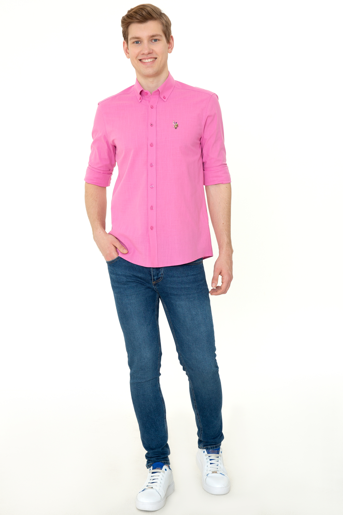 Erkek Pembe Uzun Kollu Basic Gömlek 50246561-VR041 — صورتی — تصویر 5 از 6