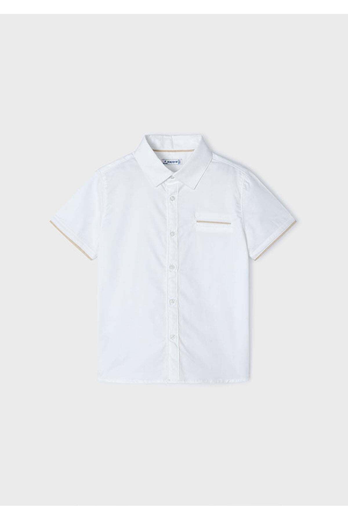 Mayoral Yazlık Erkek Kısa Kol Gömlek - Beyaz fotoğrafı 3 (önizleme)