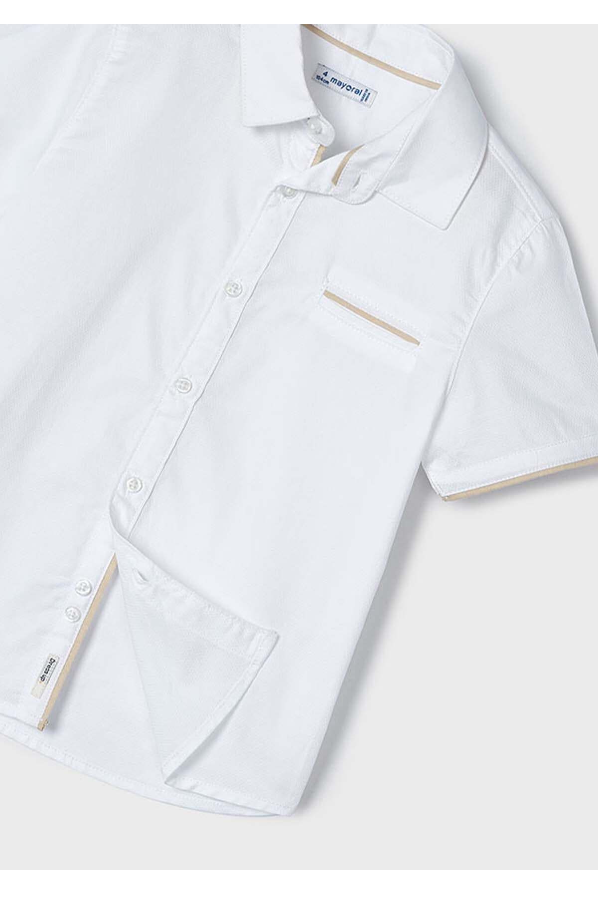 Mayoral Yazlık Erkek Kısa Kol Gömlek - Beyaz fotoğrafı 5 (önizleme)