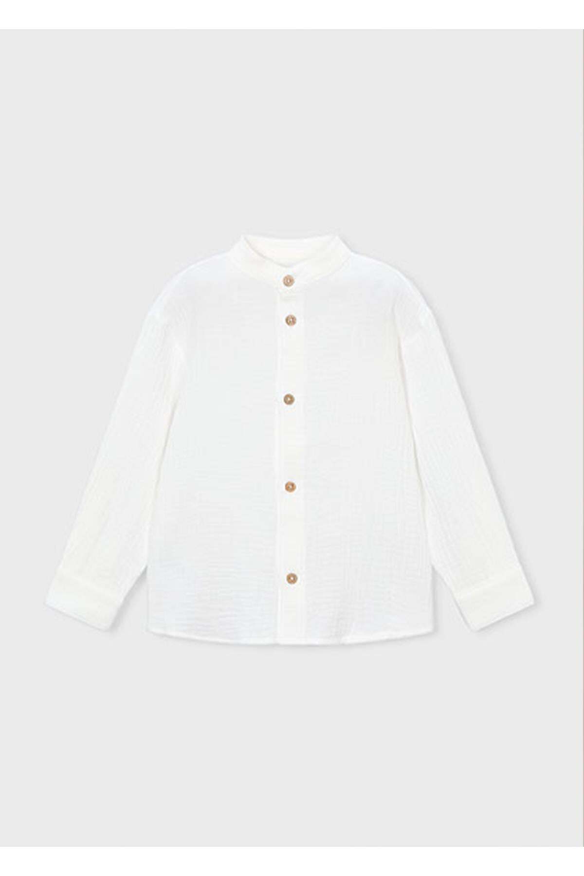 Mayoral Yazlık Erkek Çocuk Bebe Yaka Gömlek - Krem fotoğrafı 4 (önizleme)
