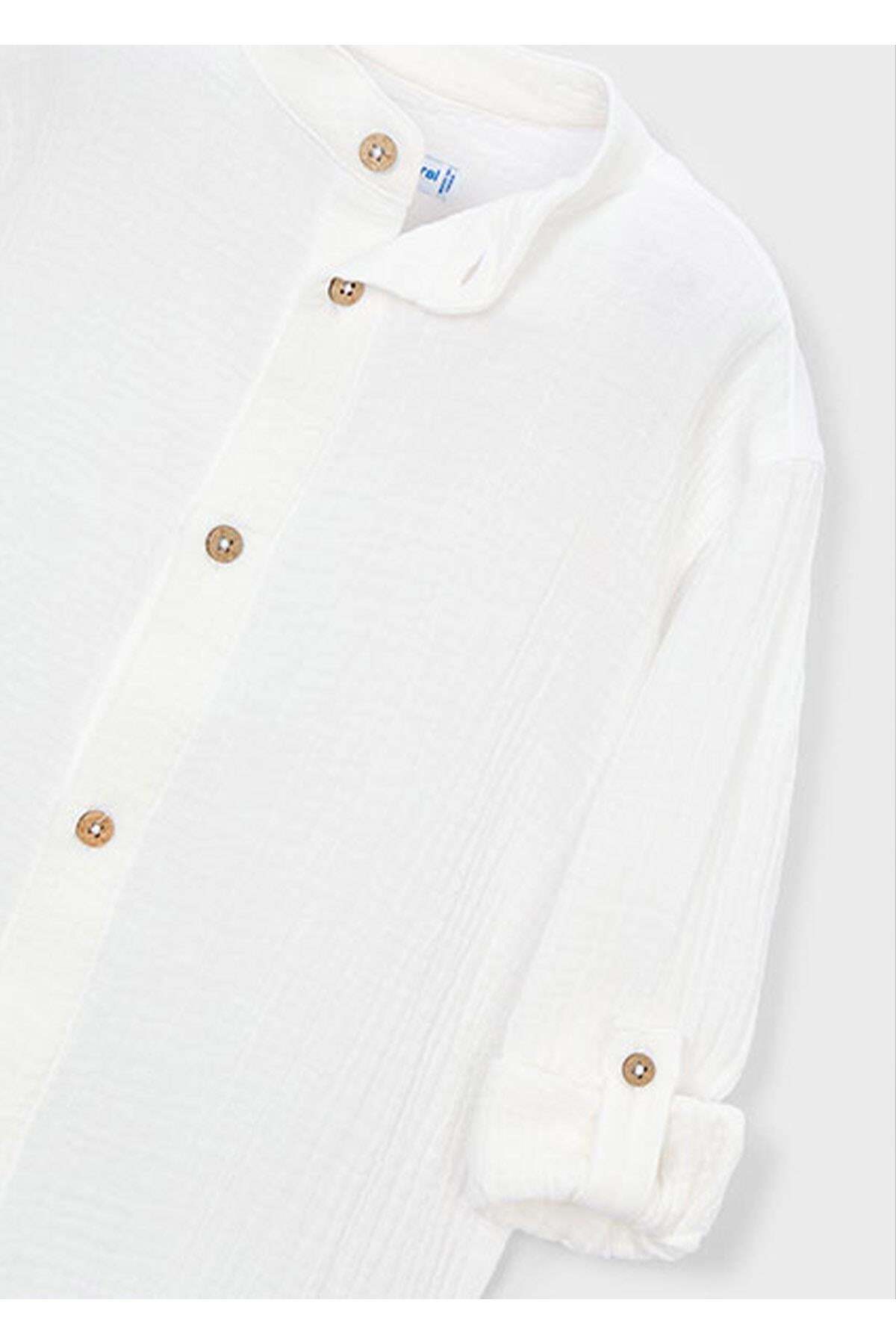 Mayoral Yazlık Erkek Çocuk Bebe Yaka Gömlek - Krem fotoğrafı 6 (önizleme)