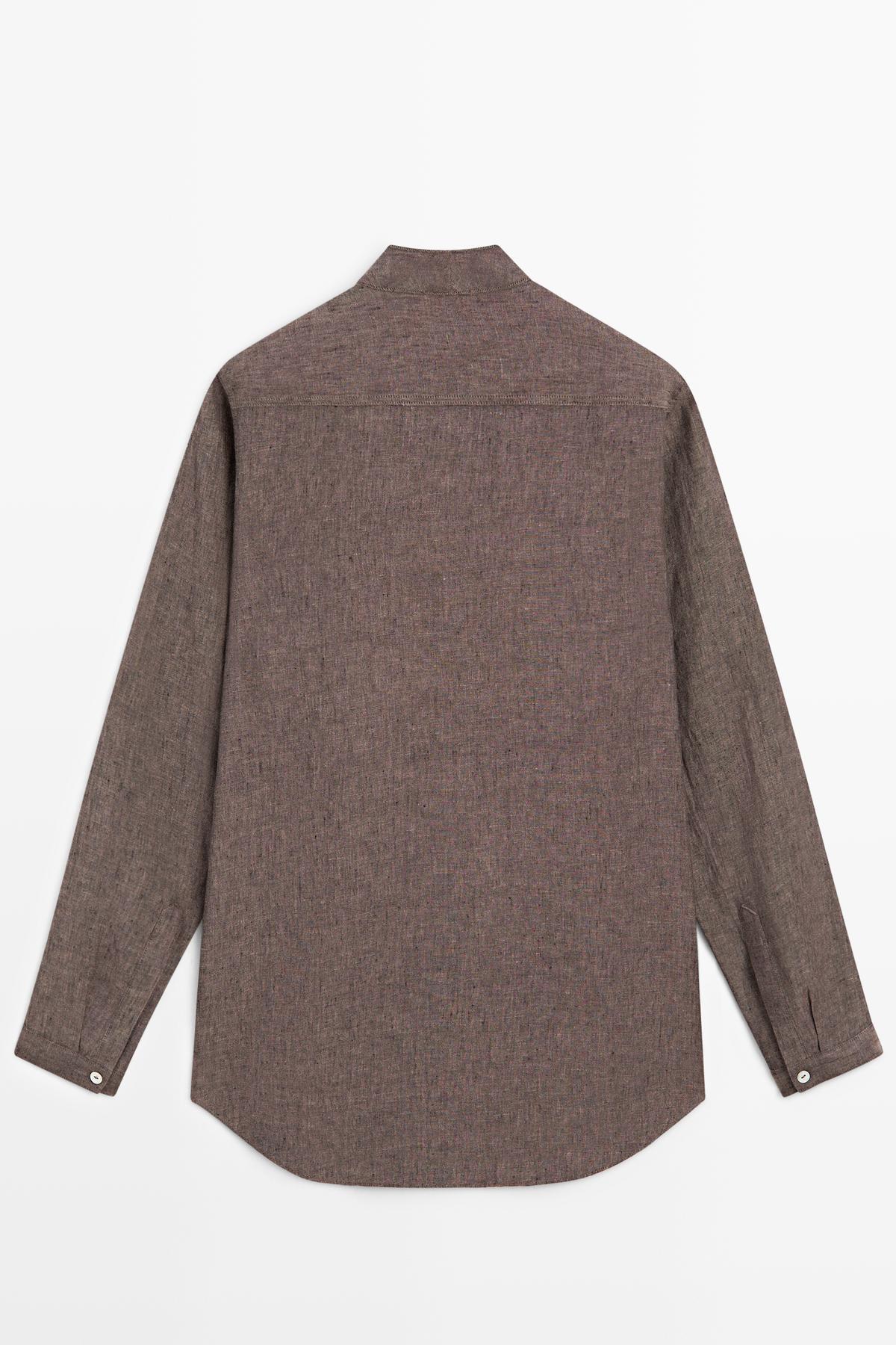 Massimo Dutti  %100 keten v yaka gömlek - Görsel 8