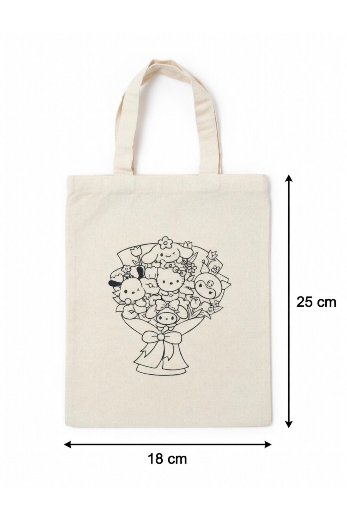 GEZEGENX  Şirin Figürler Desenli Boyanabilir Omuz Çantası-10 Adet Rahat Kullanım Uzun Kulp 18x25 - Görsel 5