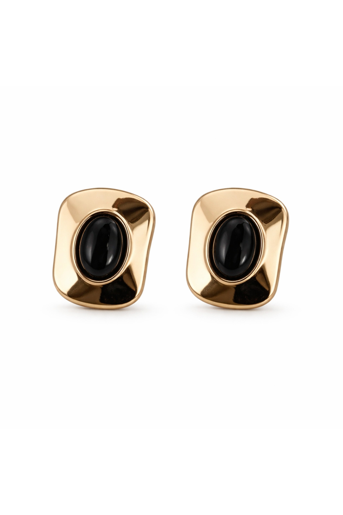 Gold Siyah Taşlı Küpe – Modern & Şık Kadın Küpe | Minimal Premium Tasarım
