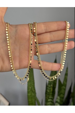 Gulsah's Store Çelik gold pullu zincir kolye