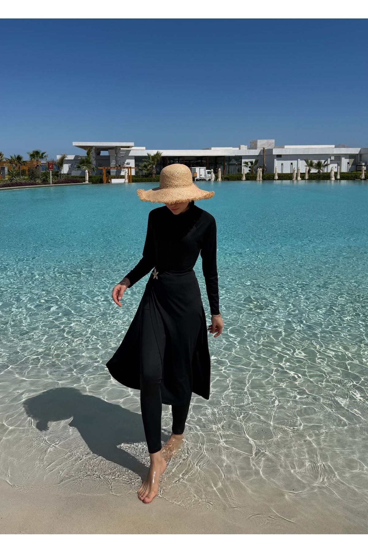 Specially Designed Slit Modest Swimsuit
