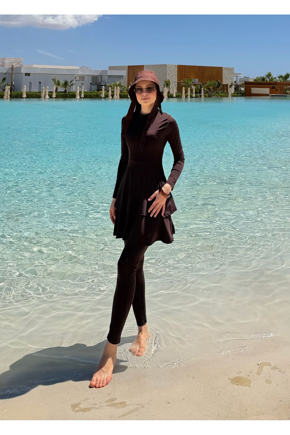 Ruffled Layer Hijab Swimsuit Set