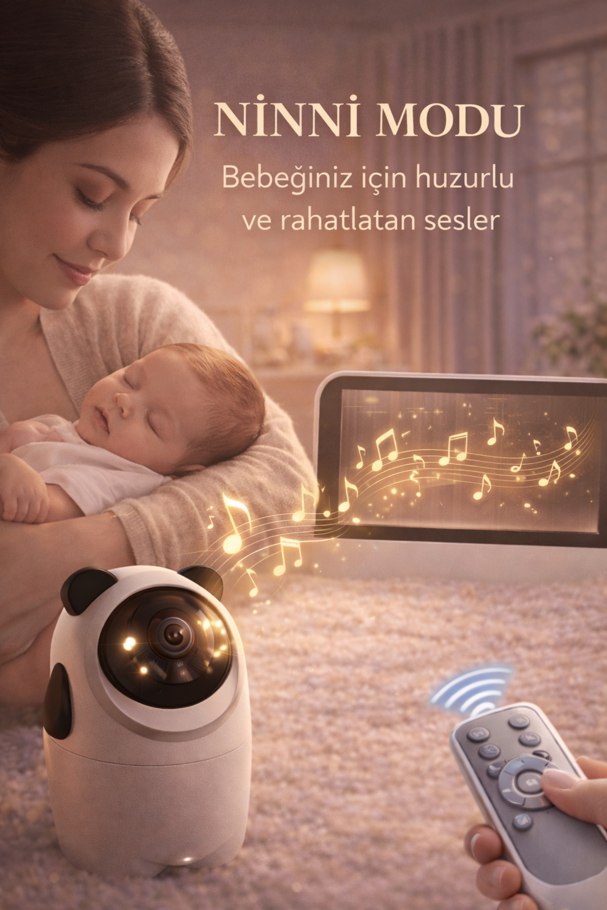 SONREİR 4.3 İnç Ekranlı Bebek Kamerası Gece Görüşlü Hareketli Sıcaklık Ölçerli Sesli Ip Güvenlık Kamerası fotoğrafı 5 (önizleme)