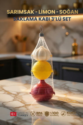 GENCHOME HOMEWARE Sarımsak Limon Soğan Saklama Kabı 3’lü Set | BPA Free, Koku...
