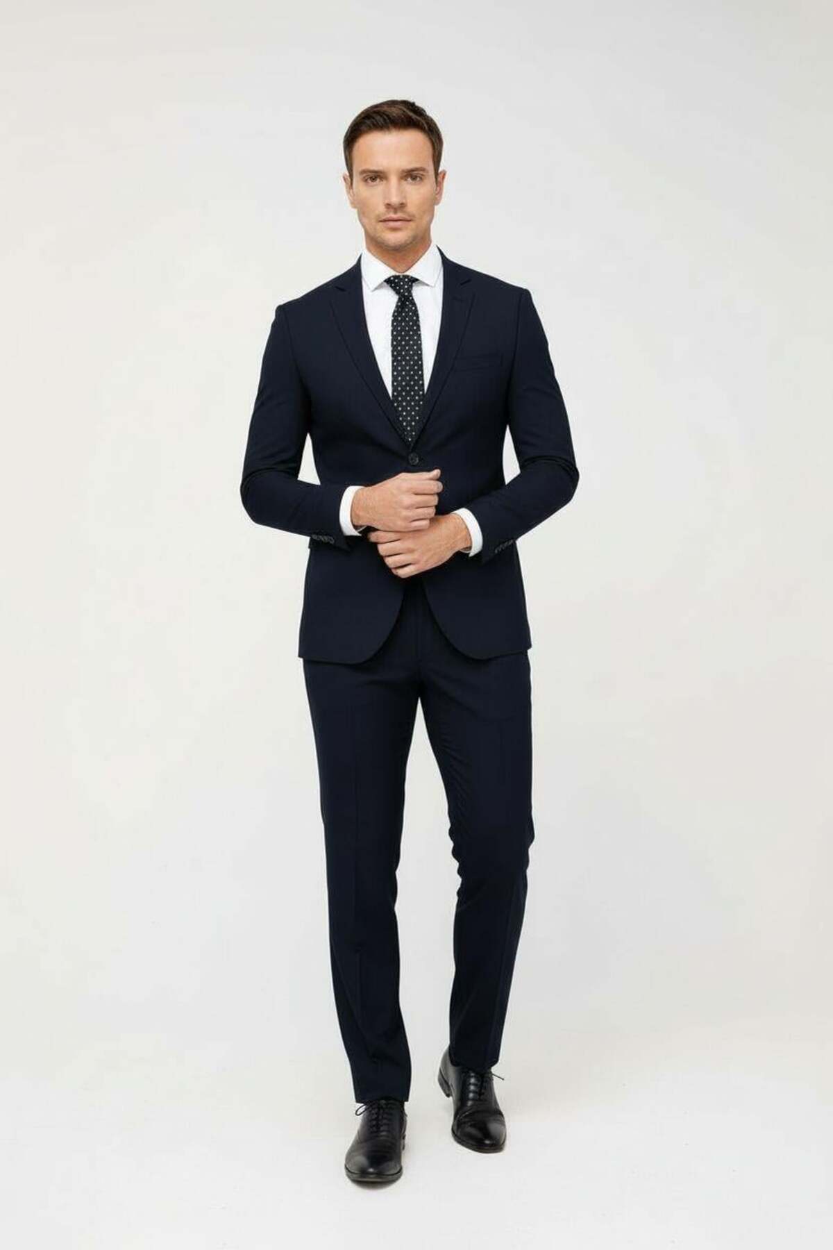 İgs Erkek Lacivert Slim Fit Dar Kalıp Klasik Takım Elbise görsel 2