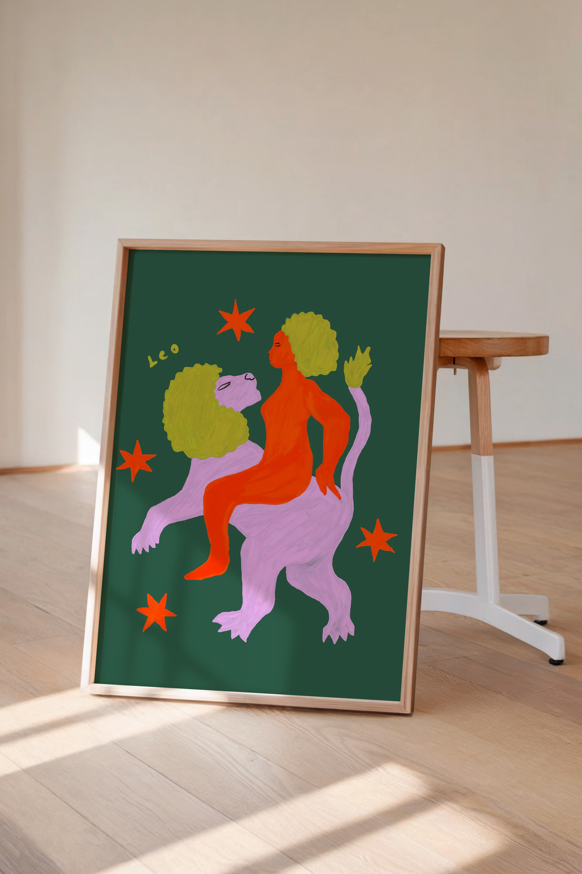 Aslan Burcu Poster Modern Astroloji Figürlü Tablo Ev Duvar Dekoru Çerçevesiz
