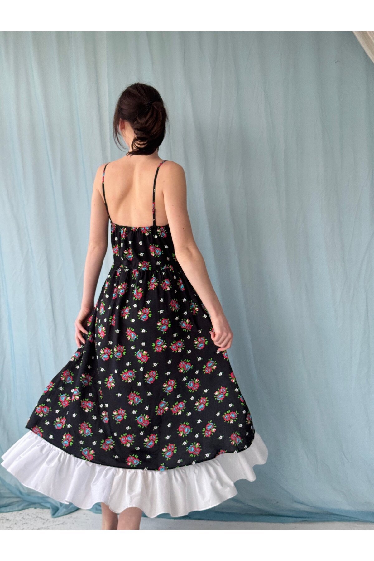 Retrobird  Tasarım Viktorya Dönemi Countryside Elbise Kadın Siyah - Görsel 4