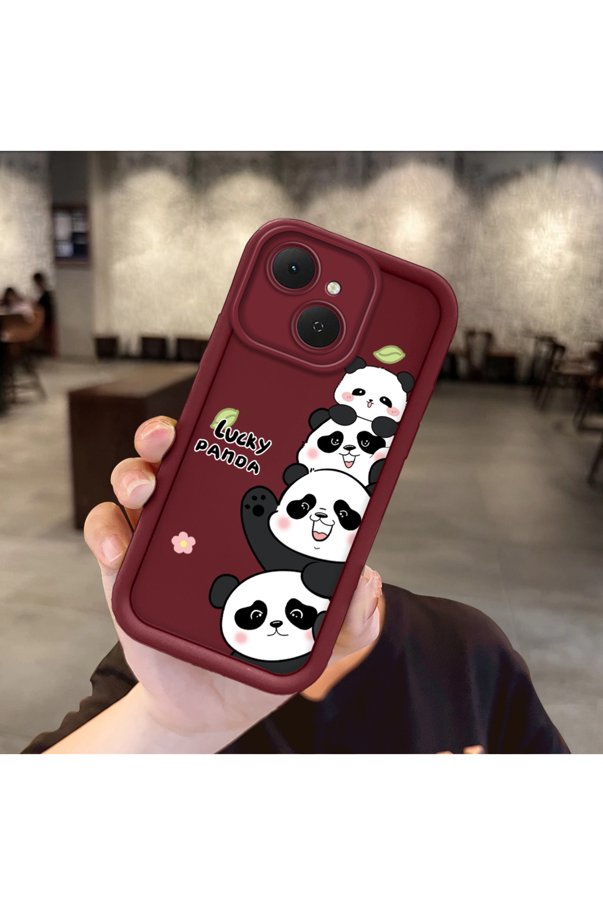 Tecno Spark 40c Compatible Shockproof Camera Shielded Claret Red Silicone Print Patterned Case