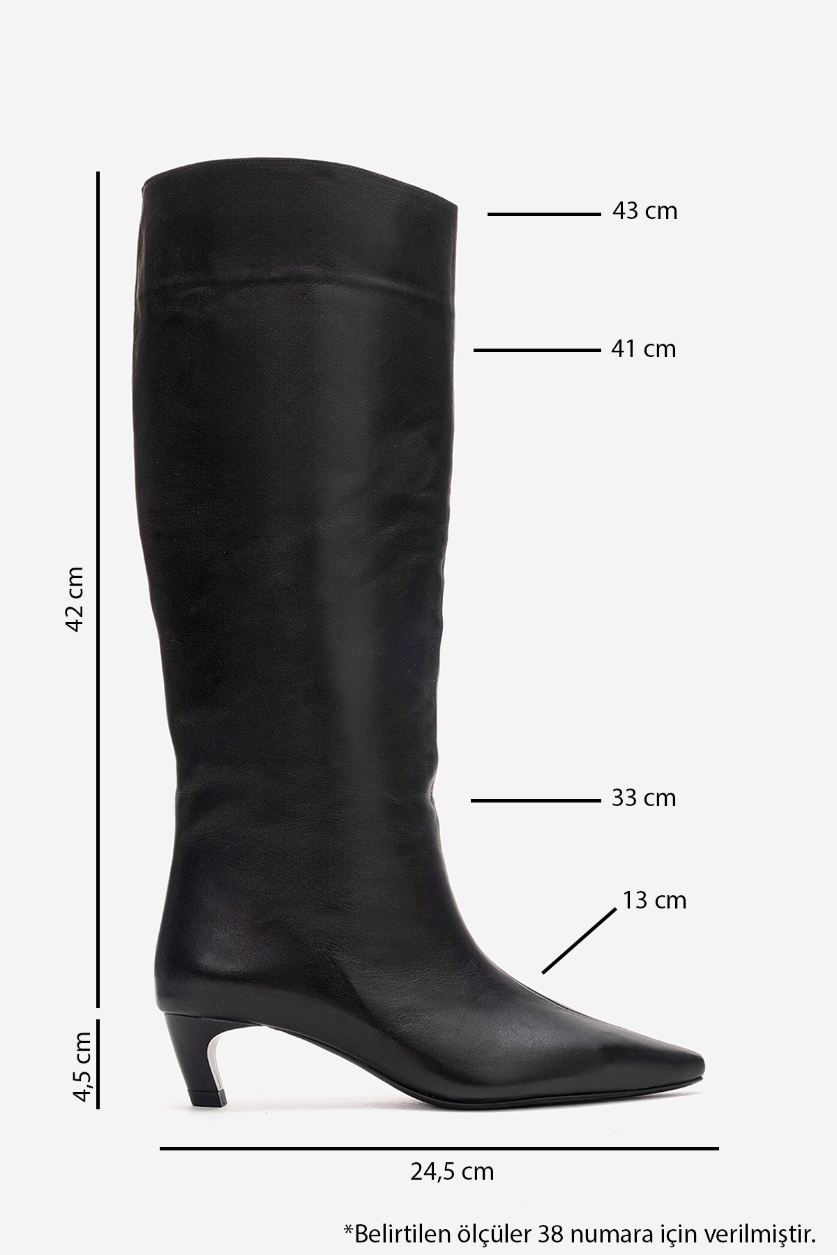 LuviShoes CORVEL Siyah Cilt Hakiki Deri Kadın Topuklu Çizme görsel 4
