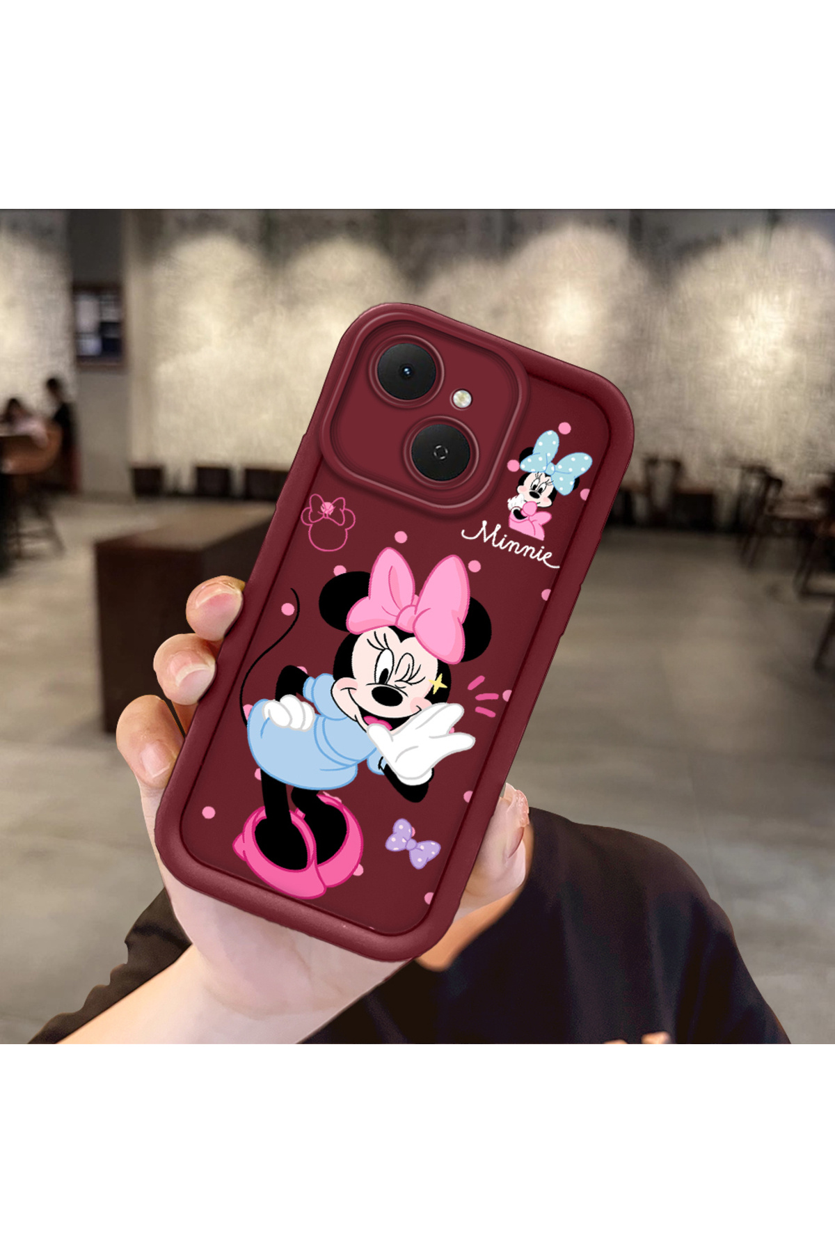 Tecno Spark 40c Compatible Shockproof Camera Shielded Claret Red Silicone Print Patterned Case