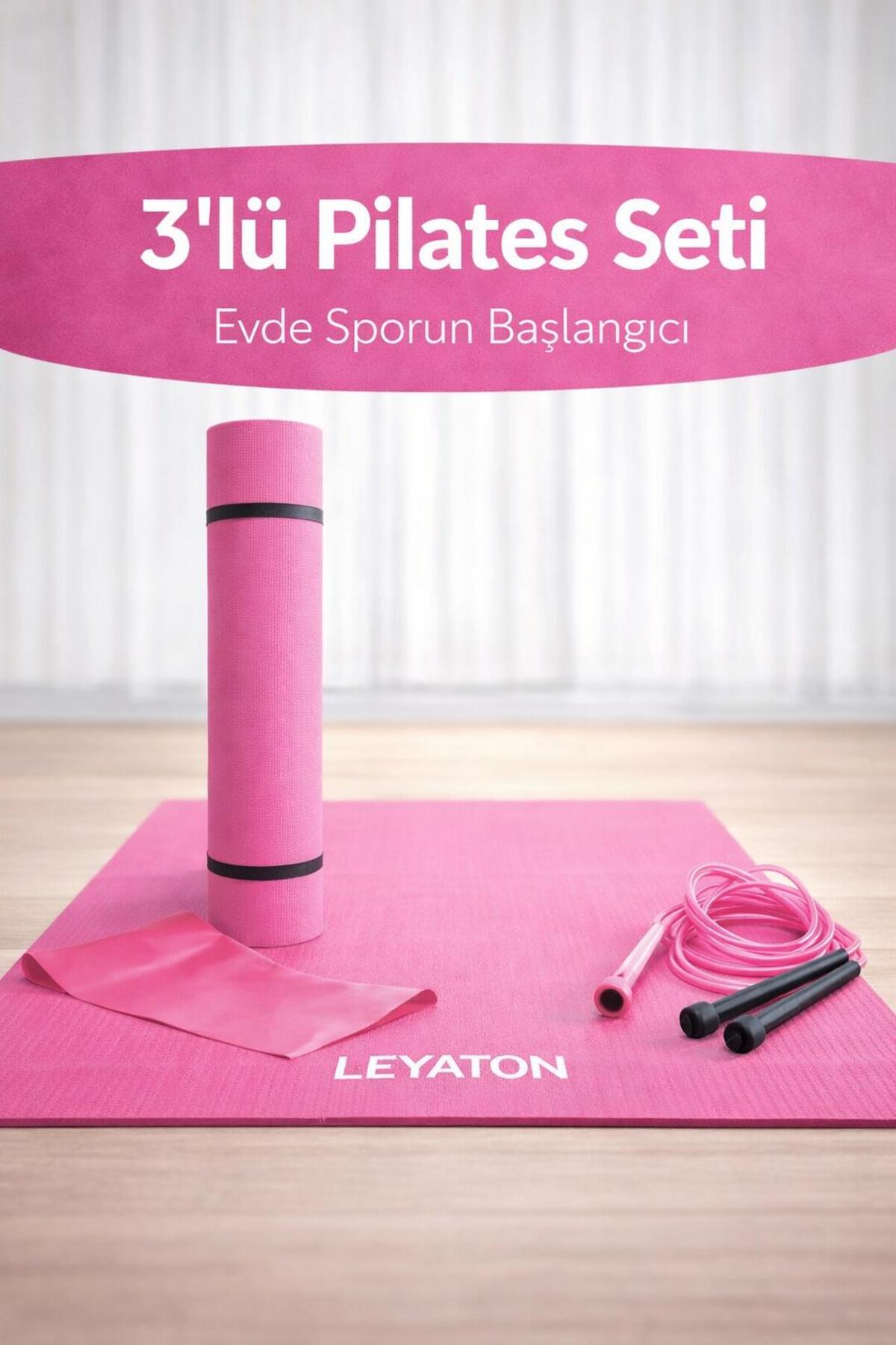 Leyaton Pilates Minder Ve Mat Pilates Lastiği Atlama Ipi Set Yoga Egzersiz Minderi 6mm