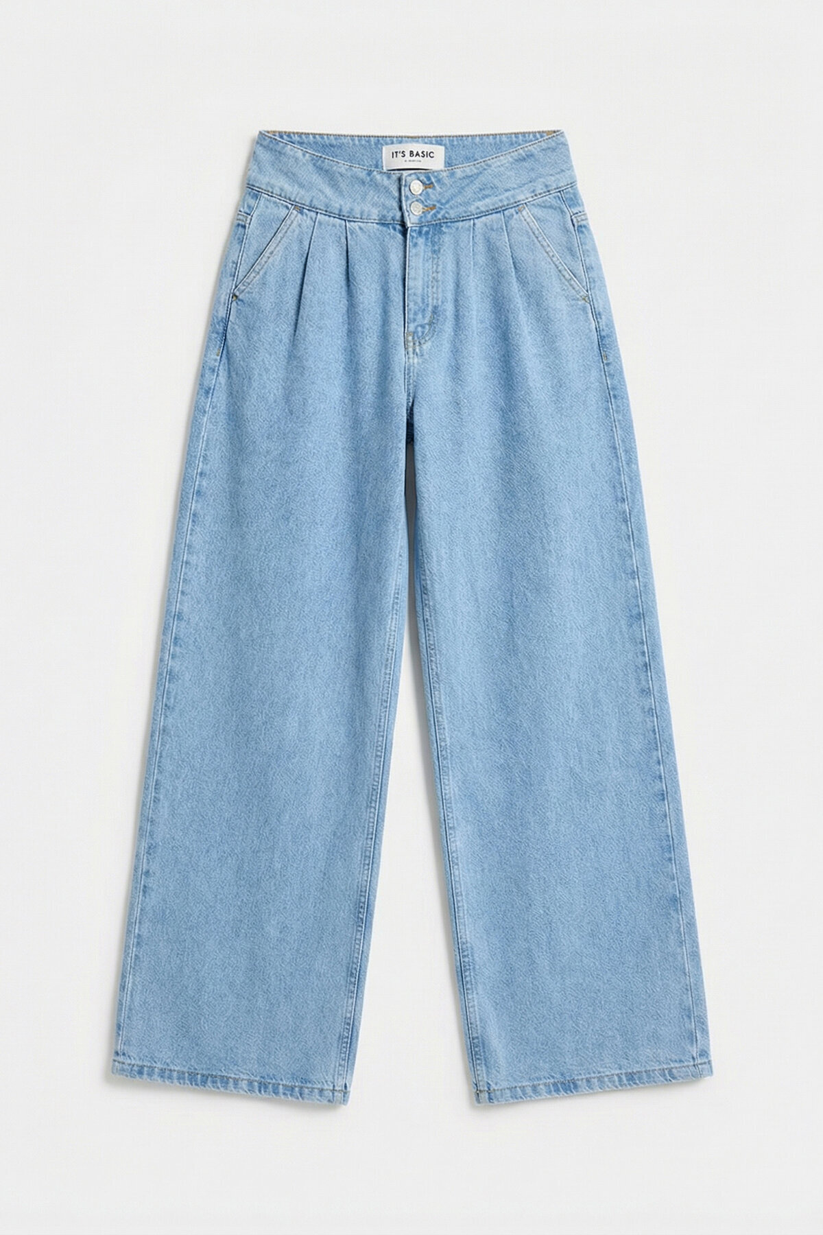 it's basic  Kadın Mavi 1s6-3 Süper Palazzo Fit Viskon Özel Kumaş Dökümlü Denim Jean - Görsel 3