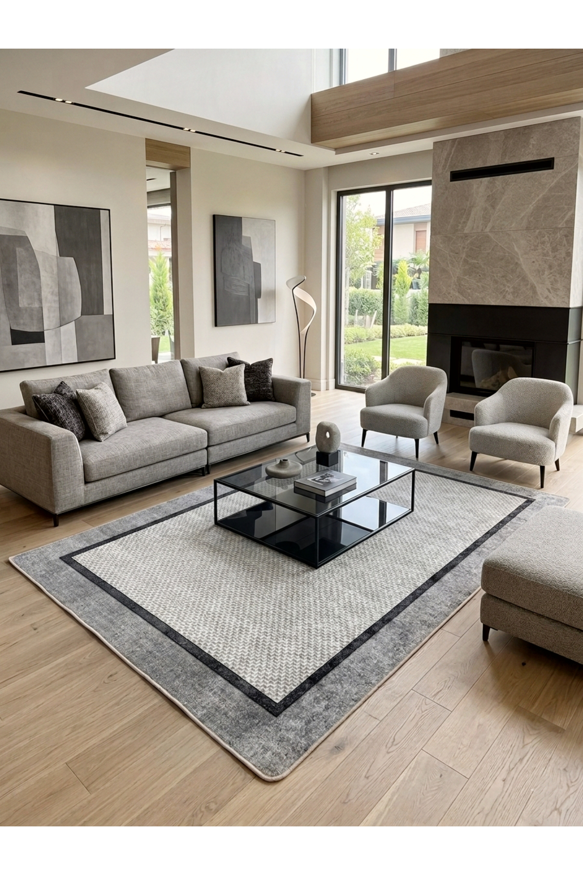 Wicker Jute Sisal Look Bordered Latex Floor Living Room and Runner Entry Carpet