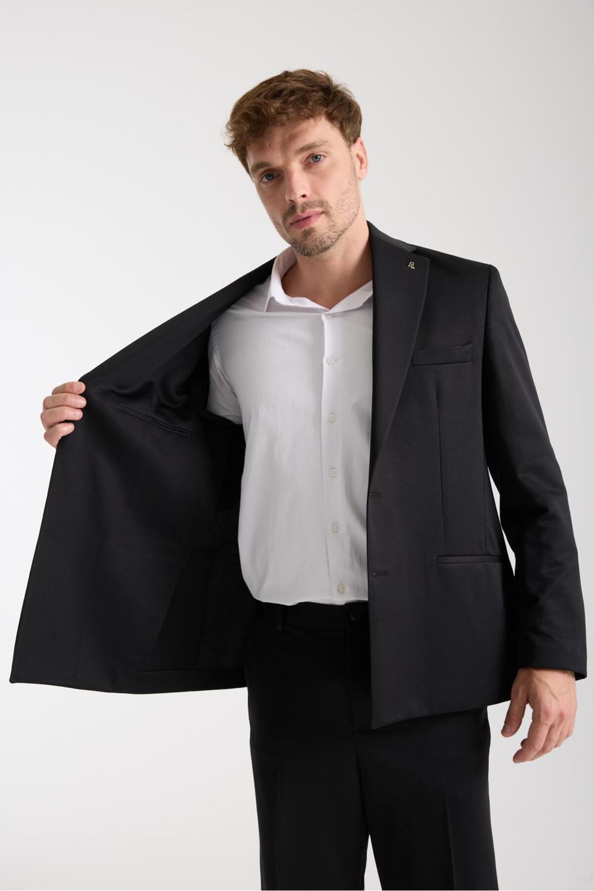 کت و شلوار مردانه سایز بزرگ – Modern Relaxed Fit — مشکی 92347 — تصویر 3 از 3